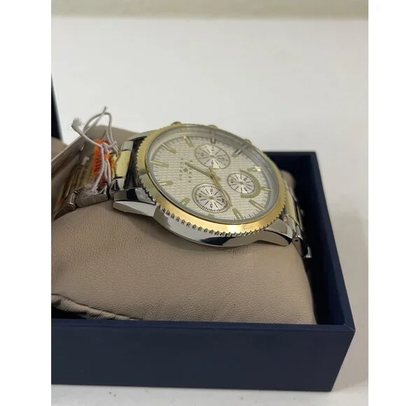 Joseph Abboud Silver/Gold-Tone White Dial Mens Watch In Original Box, New - Picture 12 of 14